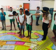 AULA DE SEGURANÇA FERROVIÁRIA - ESCOLA ANTÔNIO COUTINHO - BAIRRO RETIRO SAUDOSO/CARIACICA