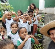 USO DO BIOFERTILIZANTE NA HORTA DO PROJETO COLORIR SUSTENTÁVEL - ELKEM