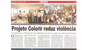 PROJETO COLORIR É PIONEIRO NO ENFRENTAMENTO A VIOLÊNCIA NAS ESCOLAS
