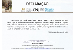 Participação no Curso Marco Legal da Primeira Infância - 2020 - CNJ